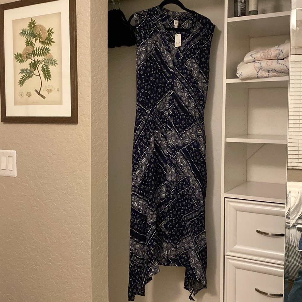 Gap Sleeveless Tall Maxi Dress with Asymmetric Hem